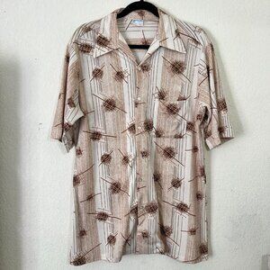 Don Loper Beverly Hills Men's Large Tall Brown Short Sleeves Button Down Shirt
